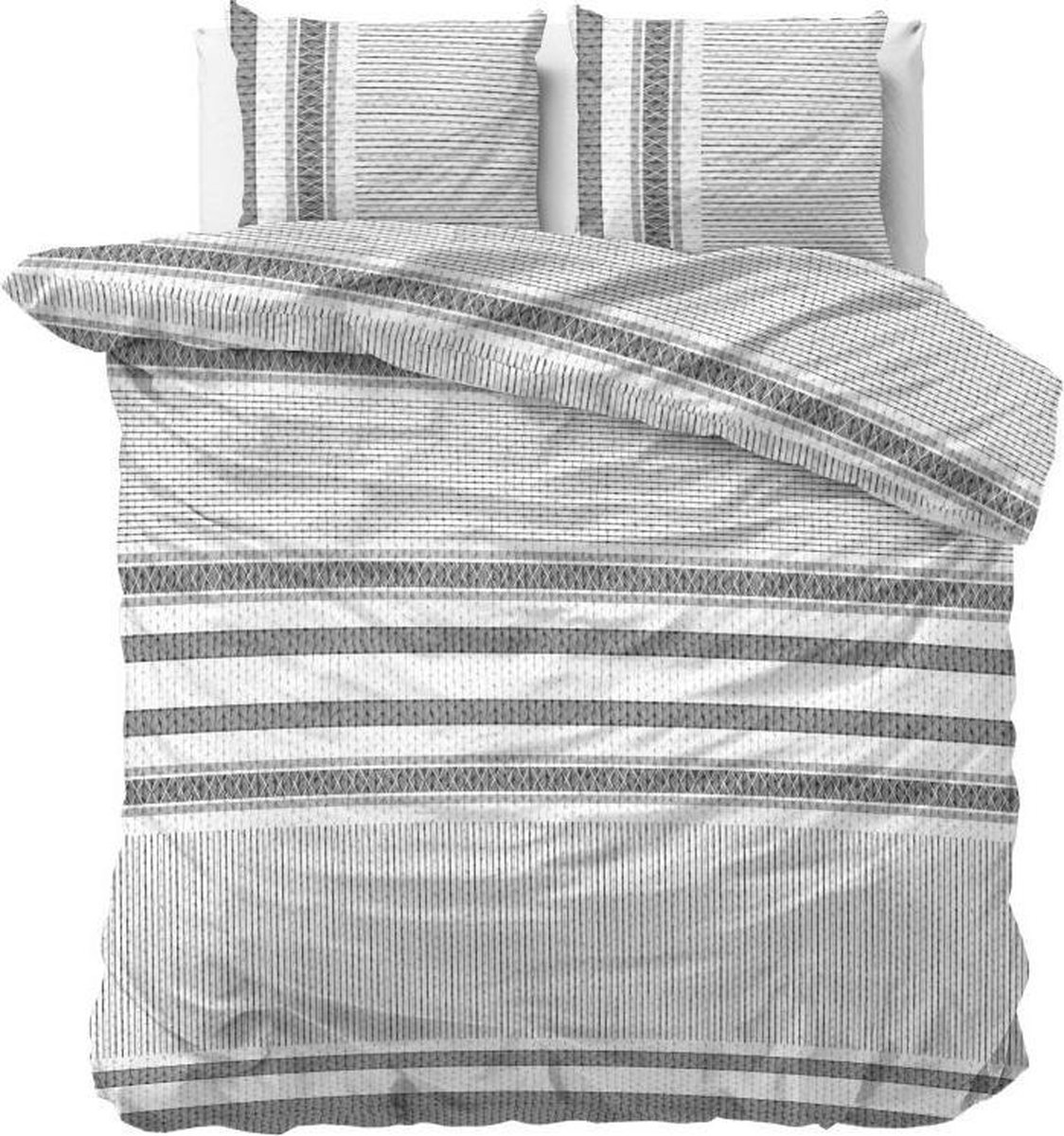Sleeptime Lindo - Dekbedovertrekset - Lits-Jumeaux - 240x200/220 + 2 kussenslopen 60x70 - Wit Antraciet
