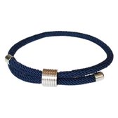 Touw Armband - Donker Blauw met RVS details - Unisex - Lieve Jewels