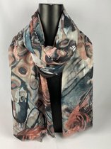 Sjaal print digitaal kunst 70% viscose met 30 % zijde van dunner materiaal