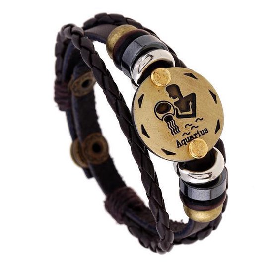 Bracelet cuir zodiaque Verseau 7989