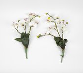 2 x Kunstbloemen - Witte Zijden Orchidee met Bladeren