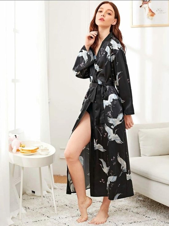 Vintage Japanse katoen yukata grijze kleur abstract patroon kimono badjas nachtkleding 6OCTOBER00-04 Kleding Gender-neutrale kleding volwassenen Pyjamas & Badjassen Jurken 