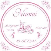 Kraamcadeau geboortetegel Delfts roze style