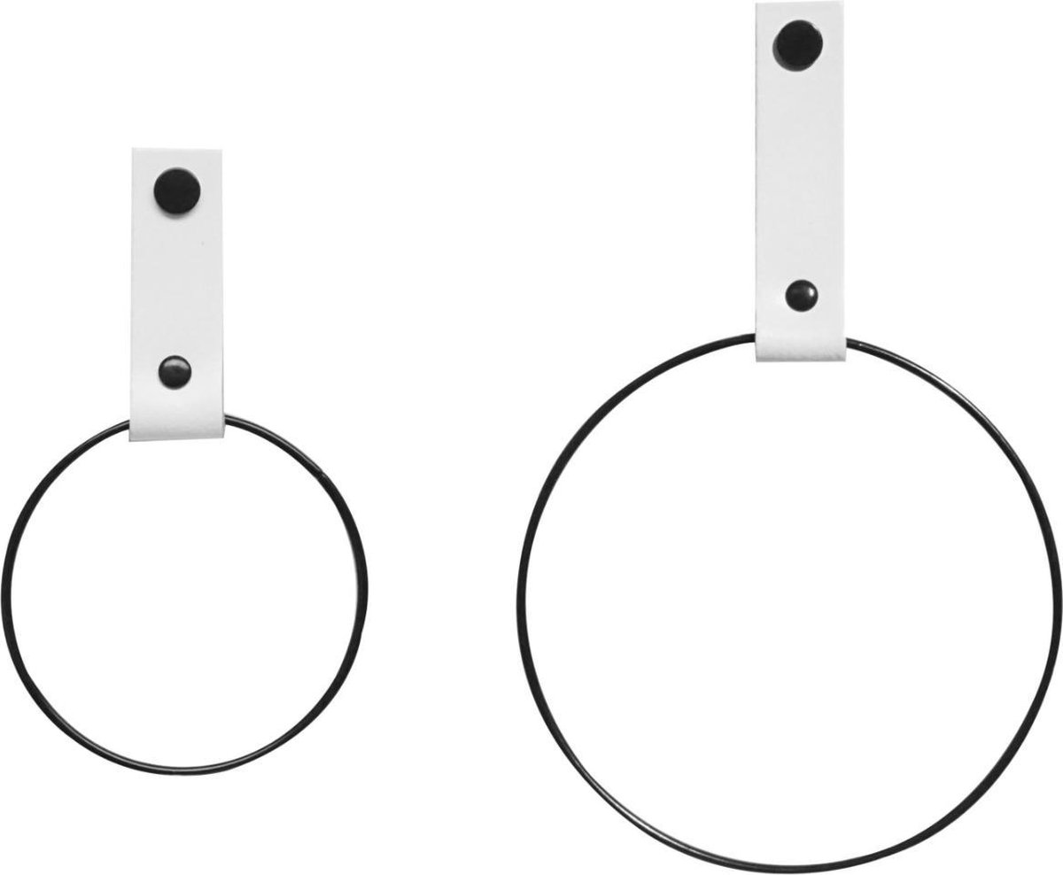 SETPRIJS! 2x Leren Handdoekring | WIT - maat S + M (handdoekhanger - handdoekhaakje)