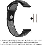 Zwart Grijs Siliconen sporthorlogebandje voor 20mm Smartwatches - zie compatibele modellen van Samsung, Pebble, Garmin, Huawei, Moto, Ticwatch, Citizen en Q – Maat: zie maatfoto –