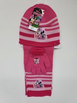 Minnie Mouse Meisjes 3-Delig Winterset Handschoenen-Muts-Sjaal Licht roze 3 tot 6 Jaar