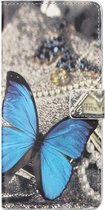 Nokia 3.4 Hoesje Portemonnee Book Case met Blauwe Vlinder Print