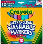 Crayola - Afwasbare Markers voor kinderen - Ultra Clean - Tropical - 10 stuks