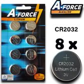 A-Force Powerfull Lithium CR2032 - Knoopbatterij - Knoopcel - 3 Volt - 8 stuks