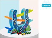 ZaciaToys Houten Knikkerbaan - Jodelbaan - Autobaan - Racebaan Met 4 Auto’s - ZigZag - Speelset - Knikkerbaan - Houtenspeelgoed - KerstCadeau - SinterklaasCadeau - Pakjesavond - Ed