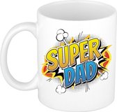 Super dad cadeau mok / beker wit pop-art / cartoon stijl 300 ml