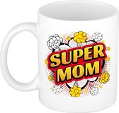 Super mom cadeau mok / beker wit pop-art stijl 300 ml