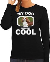 Spaniel honden trui / sweater my dog is serious cool zwart - dames - Spaniels liefhebber cadeau sweaters L