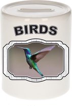 Dieren liefhebber kolibrie vogel vliegend spaarpot  9 cm jongens en meisjes - keramiek - Cadeau spaarpotten vogels liefhebber