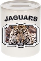 Dieren liefhebber gevlekte jaguar spaarpot  9 cm jongens en meisjes - keramiek - Cadeau spaarpotten jaguars liefhebber