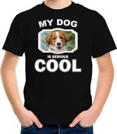 Kooiker honden t-shirt my dog is serious cool zwart - kinderen - Kooikerhondjes liefhebber cadeau shirt M (134-140)
