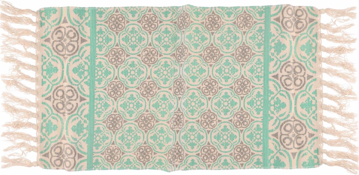 Gele naturel hammam stijl badmat 45 x 70 cm rechthoekig - Geometrische  print -... | bol.com