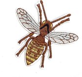 Wesp Insect Met Lichte Vleugels Strijk Embleem Patch 7.5 cm / 7 cm / Bruin Goud Geel