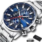 Horloges voor Mannen Heren Horloge Curren Herenhorloge Watch - Jongens Horloges - Incl. Horlogebox Geschenkdoos & Versteller - Zilver Blauw - Litts®