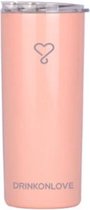 DRINKONLOVE - RUSH SALMON PINK - Drinkbeker met rietje - RVS - Zalm roze- 12 uur koud - 6 uur warm - 470 ML - 16,5 cm hoog