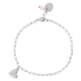 &Anne Armband - Pink Bead - Heart Zilver