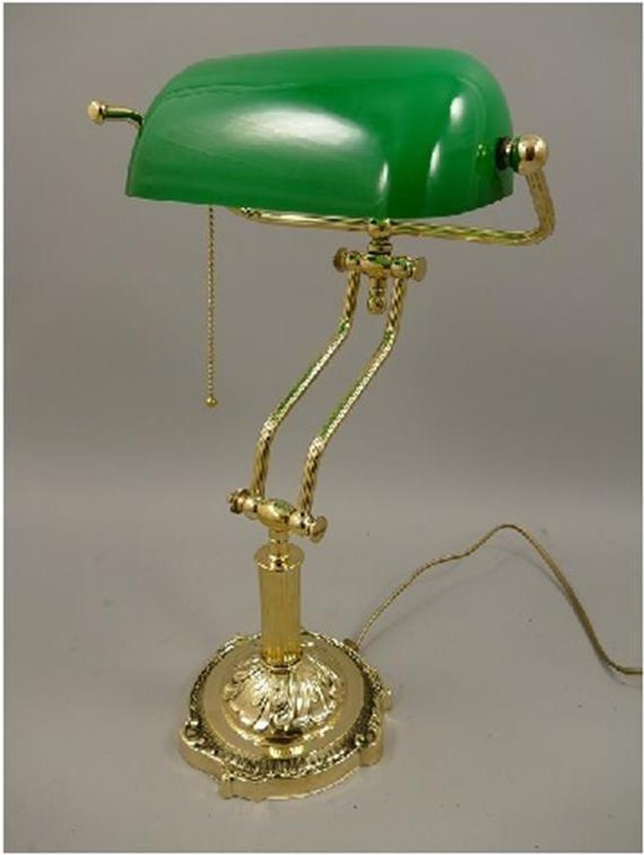 Bankierslamp Messing - Tafellamp - Klassieke lamp Groen - 43 cm hoog