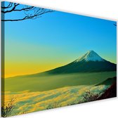 Schilderij Berg Fuji, 2 maten, groen/blauw, Premium print