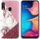 BackCover Marble hoesje met Glitter - Telefoonhoesje voor Samsung A40 - Wit