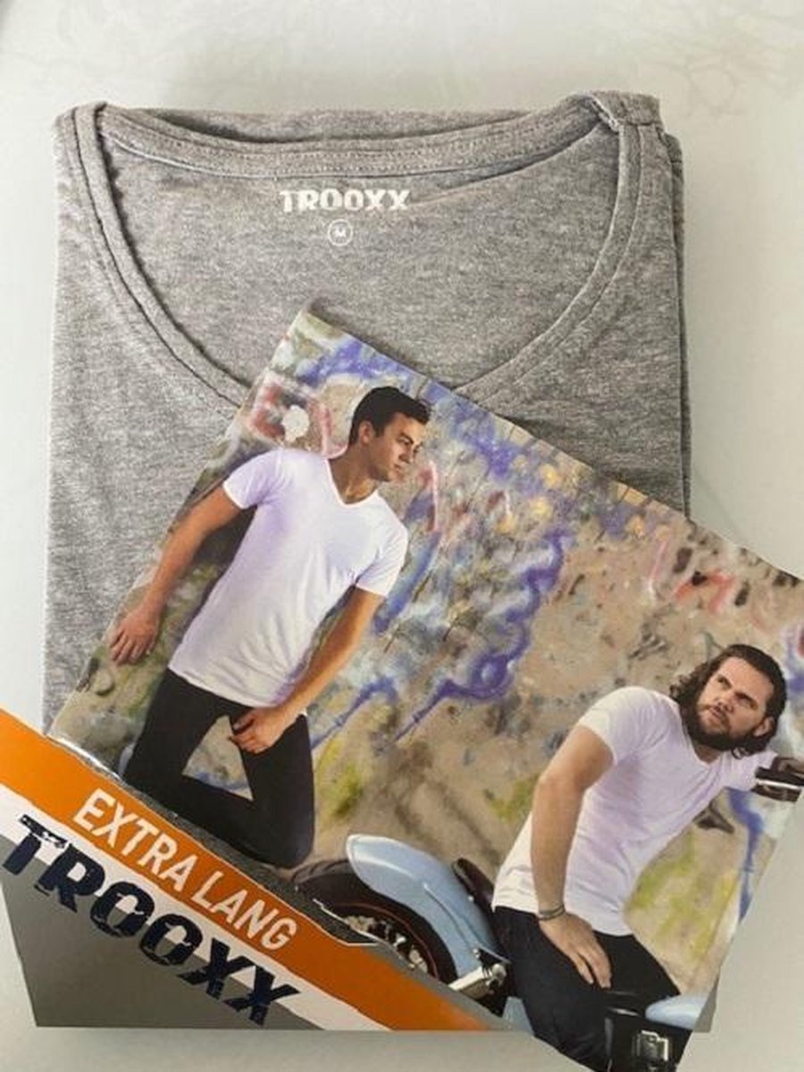 Trooxx T-shirt 2-Pack Extra Long - Round Neck - Grey - XXL