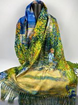Sjaal schilderij Claude Monet, de tuin van Monet van dikker materiaal met 2 kanten print