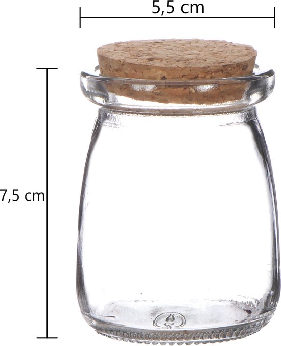 Bouteille en verre avec bouchon en liège H 7.5 cm D 5.5 cm
