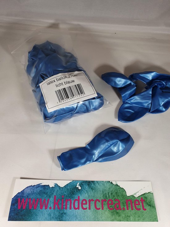 latex ballon licht blauw  50 stuks, 27 cm kindercrea