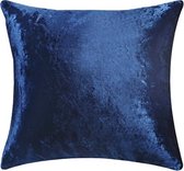 Kussens | Velvet Kussenhoes Donkerblauw | 45x45 cm. | Sierkussenhoes