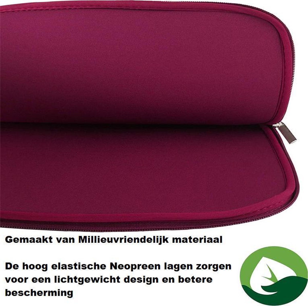 Slieves Laptophoes 15 6 inch - Laptop hoes Met Extra Vak Bordeaux Rood Neopreen - Schokbestendig - Krasbestendig - Laptoptas - Laptop sleeve Rood - Laptop case - Laptop cover - Laptophoes 15 inch - Laptop tas 15/15,6 inch — afbeelding 10