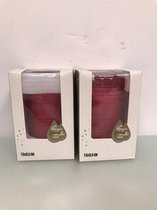 LED kaarsen - 2 stuks - roze kaarsenhouder