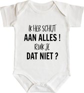 Romper - Ik heb schijt aan alles ruik je dat niet? - maat: 98/104 - korte mouw - baby - papa - romper papa - rompertjes baby - rompertjes baby met tekst - rompers - rompertje - rom