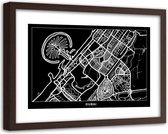 Foto in frame , Plattegrond Dubai City, 120x80cm , Zwart wit , wanddecoratie