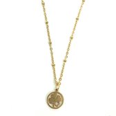 Daisy's Collection® - Ketting met hanger klavertje vier - Stainless steel -  Jasseron - Goudkleur - 40 cm en 5 cm verlengketting