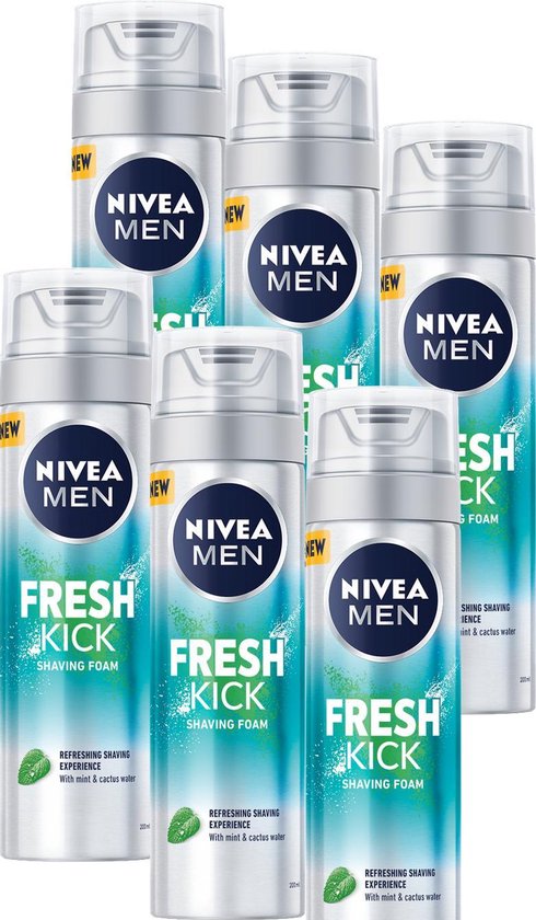 krekel Eerbetoon bang NIVEA MEN Cool Kick Scheerschuim - 6 x 200 ml - voordeelverpakking | bol.com