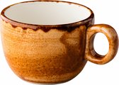 Q Authentic Jersey Koffiekop en Schotel Oranje - Set van 6 stuks - Sterk Porselein