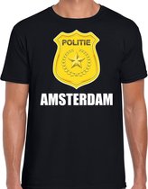 Politie embleem Amsterdam t-shirt zwart voor heren - politie - verkleedkleding / carnaval kostuum M