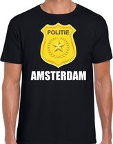 Politie embleem Amsterdam carnaval verkleed t-shirt zwart voor heren M