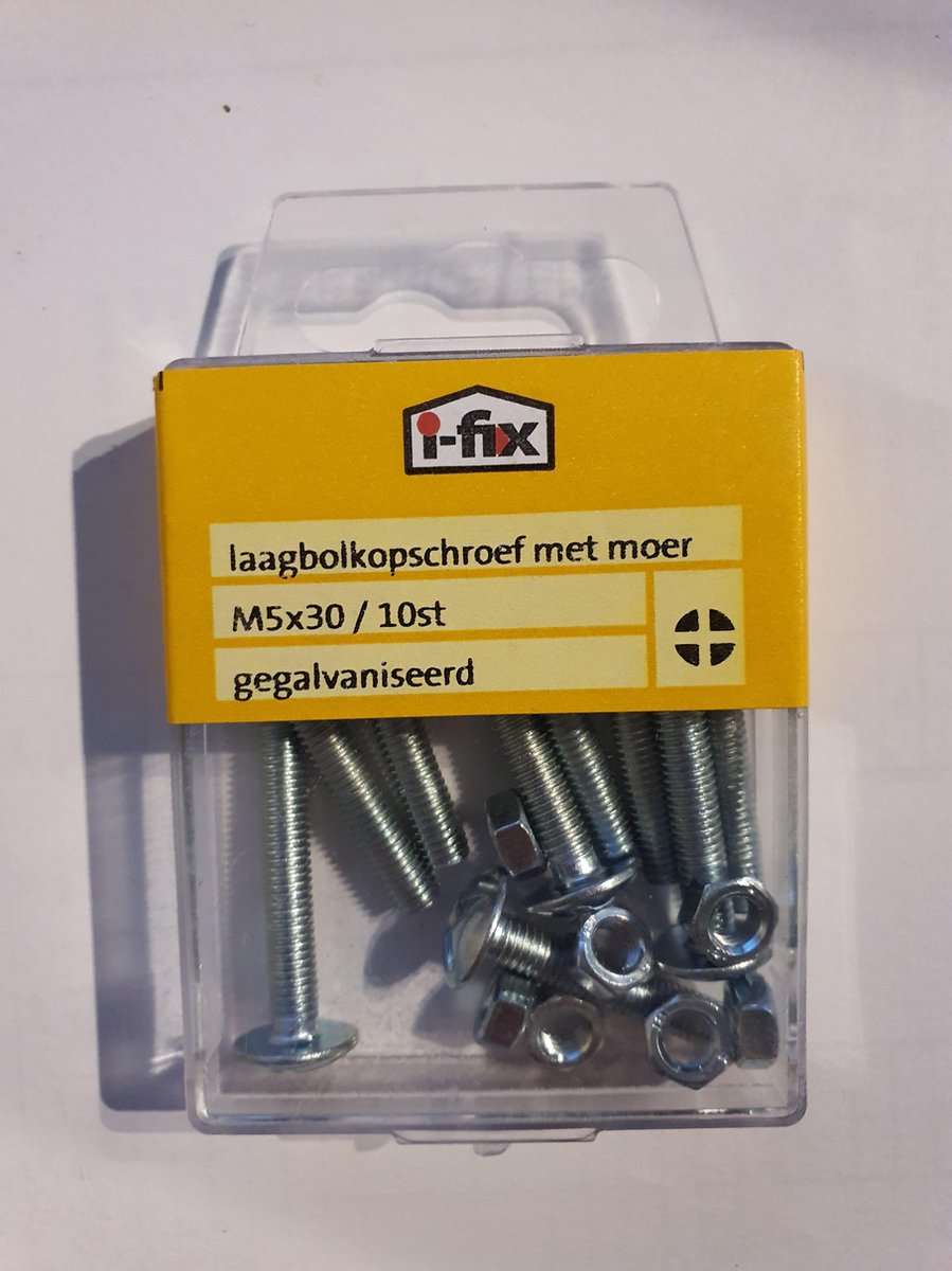Laagbolkopschroef met moer m5x30 / 10 stuks