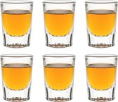 Libbey shotglas Fluted Whiskey - 59 ml / 5,9 cl - 6 stuks - tequila glas - shotglas - borrelglas - vaatwasserbestendig - hoge kwaliteit