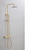 Ced'or Brass opbouw regendouche 20cm hoofddouche en staaf handdouche geborsteld messing/mat goud