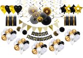 Perow XXL Paquet Ballons - or, Zwart et argent Ballons Set - Birthday Party - Luxe Ensemble complet - Ballons - Happy anniversaire