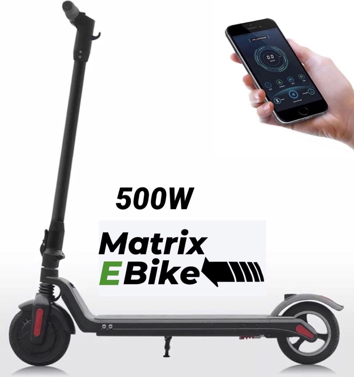 Matrix E Bike Pro FX8 - Maximale Snelheid 30km/h - 500 Watt Motor - Elektrische step - Zwart - IOS -
