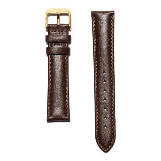 KRAEK Brown Goud - Bracelet en cuir - Bracelet de montre à dégagement rapide - Bracelet de 16 mm - Clic facile