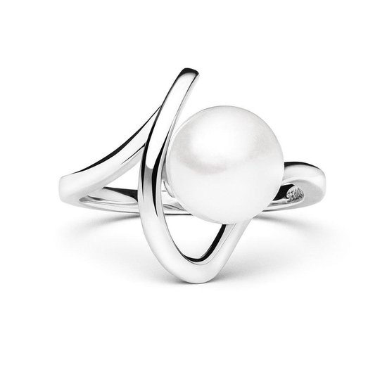 Zilveren parel ring met golvende vorm maat 17 | bol.com