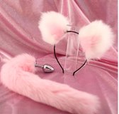 TipsToys Anaal Buttplug met Roze Staart en Haarband met Oren - Sex Toys voor Koppels Roze
